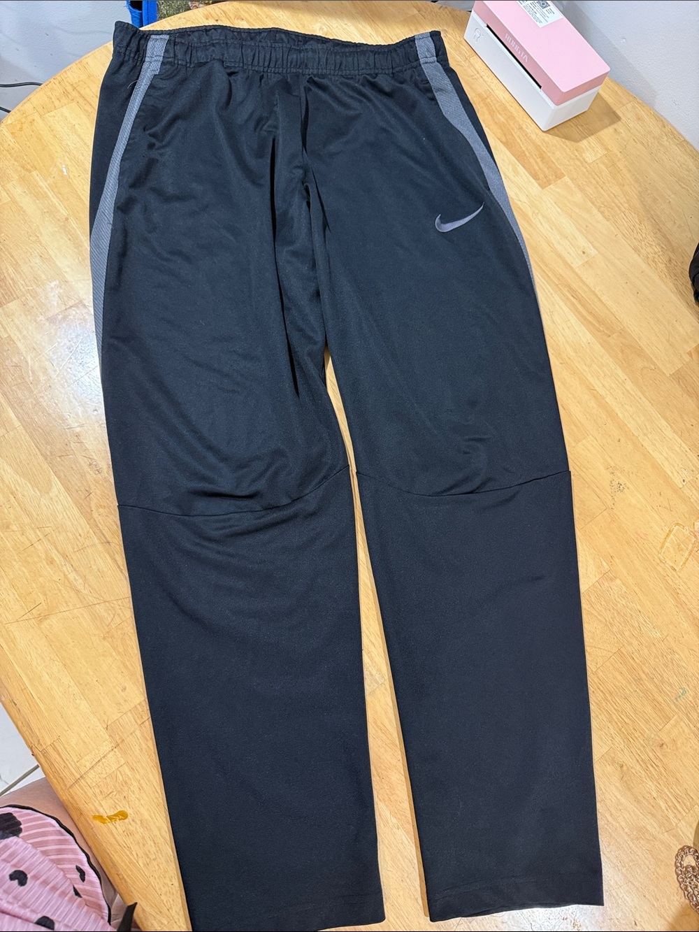 Nike Black Joggers with Gray Side Panels and Reflective Swoosh